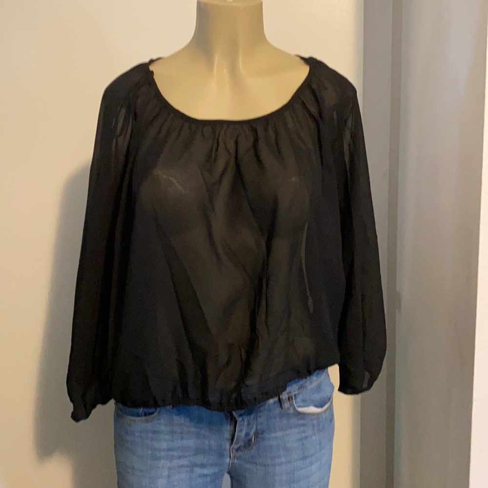 Blouse open back long sleeve